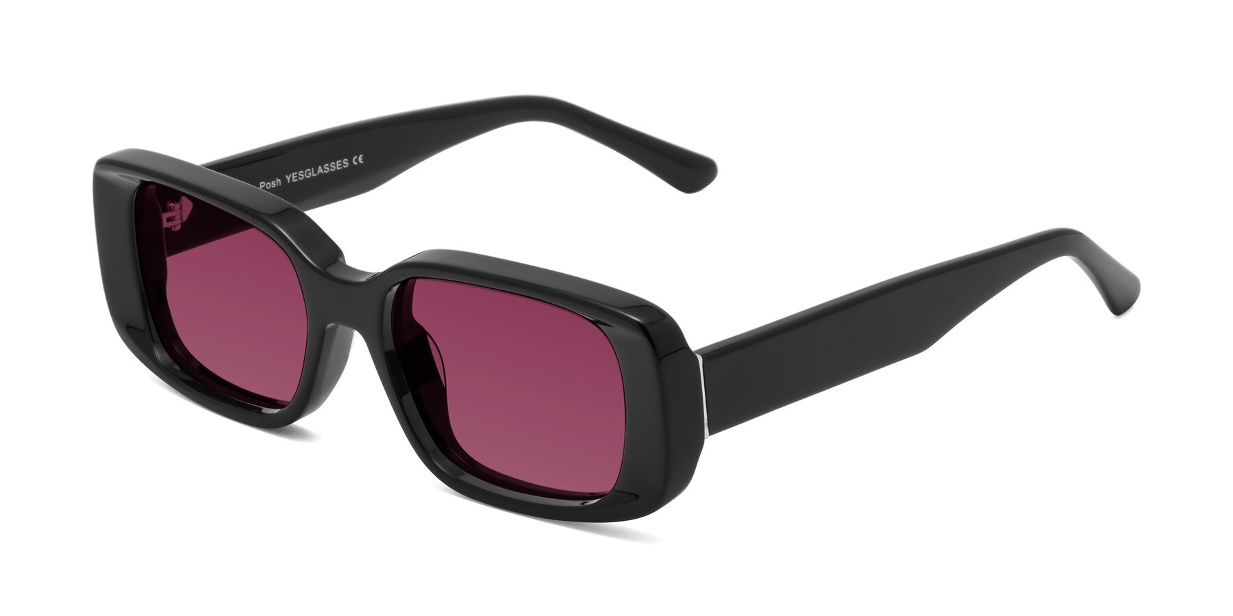 Angle of Posh in Black with Wine Tinted Lenses