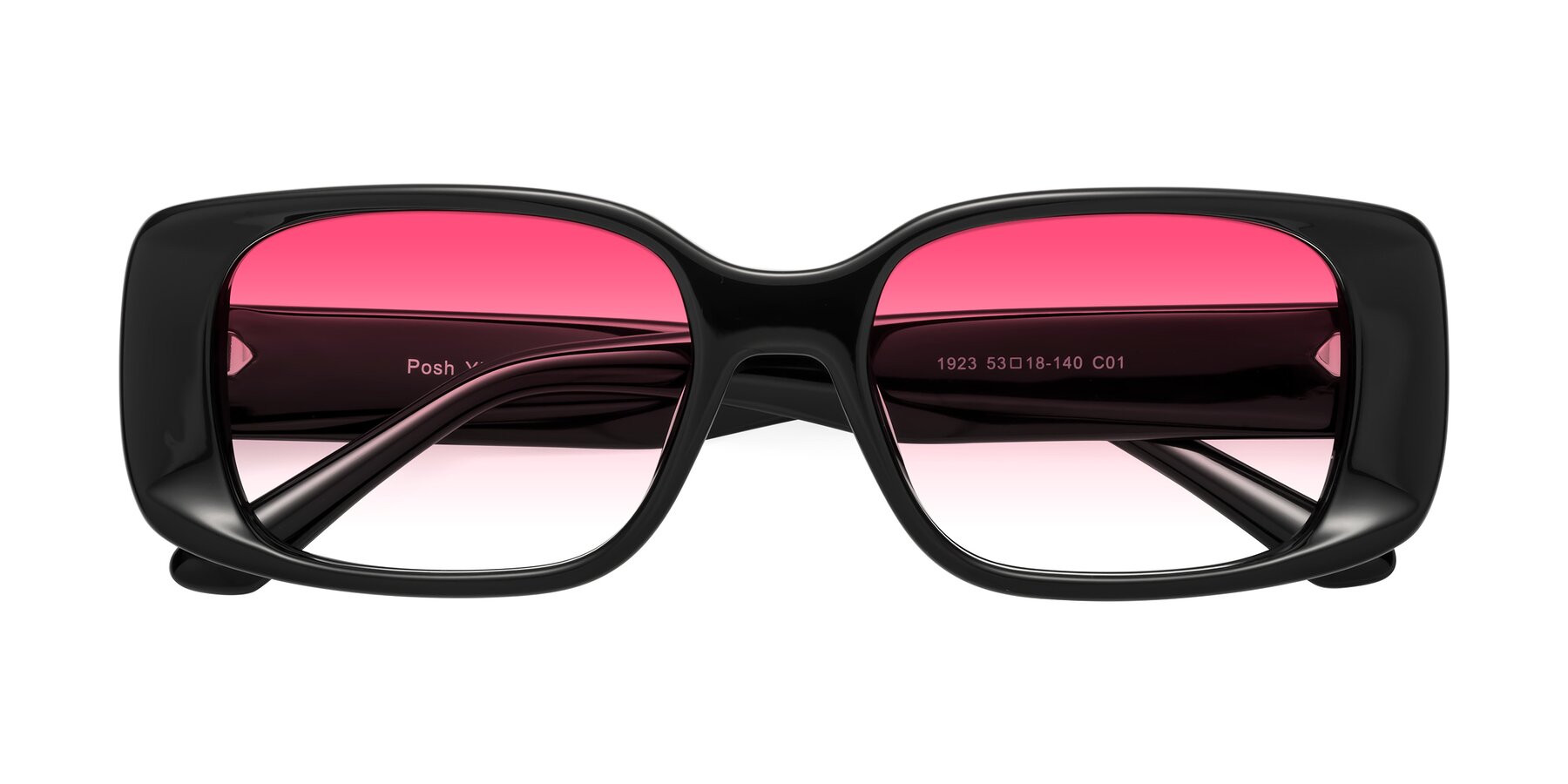 Folded Front of Posh in Black with Pink Gradient Lenses