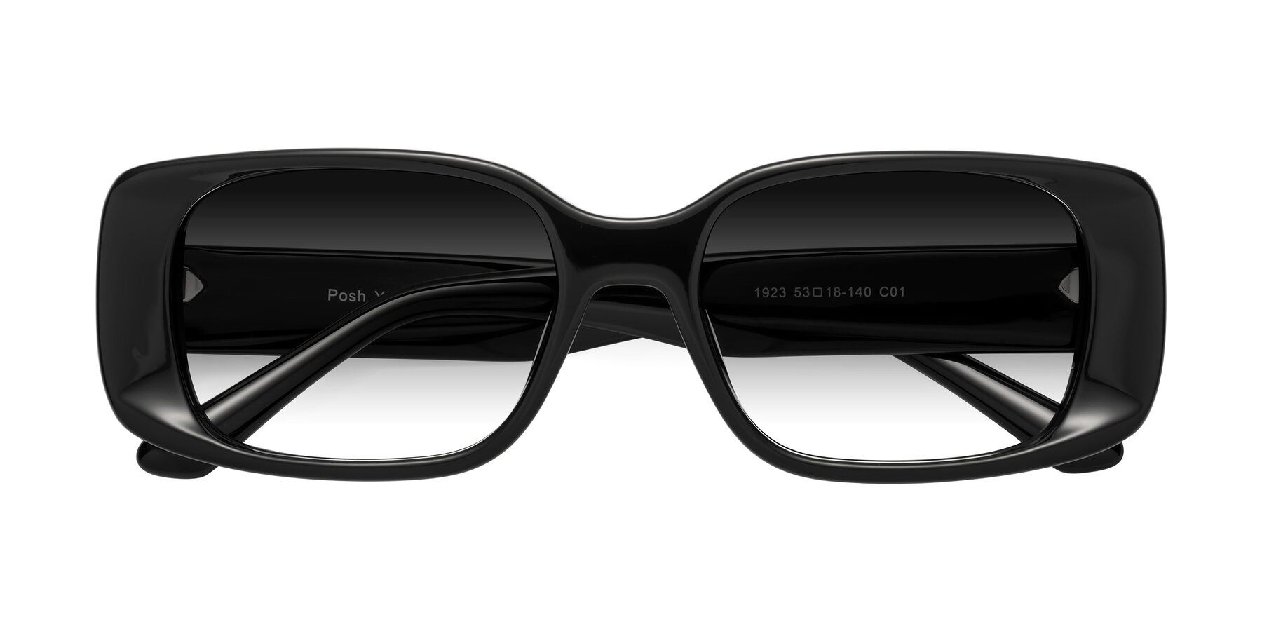 Folded Front of Posh in Black with Gray Gradient Lenses