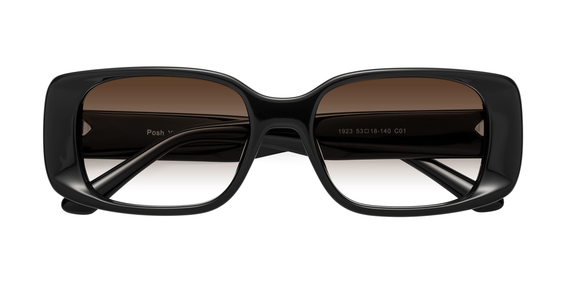 Folded Front of Posh in Black with Brown Gradient Lenses