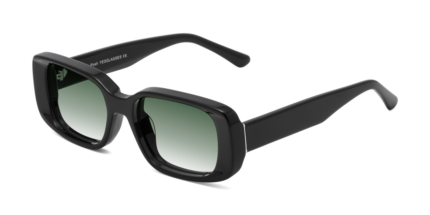 Angle of Posh in Black with Green Gradient Lenses