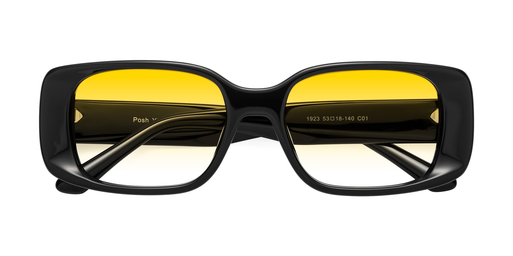 Folded Front of Posh in Black with Yellow Gradient Lenses