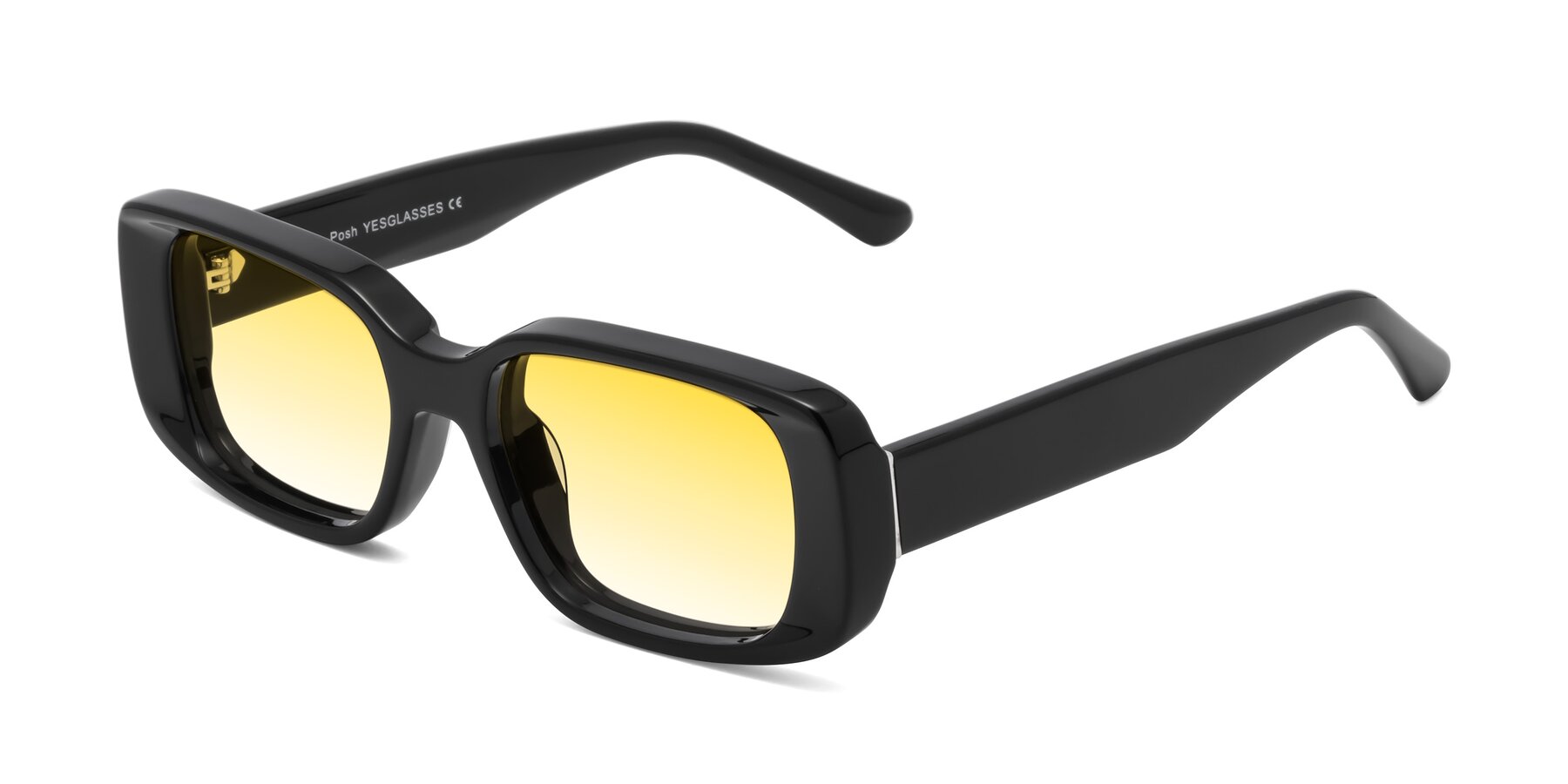 Angle of Posh in Black with Yellow Gradient Lenses