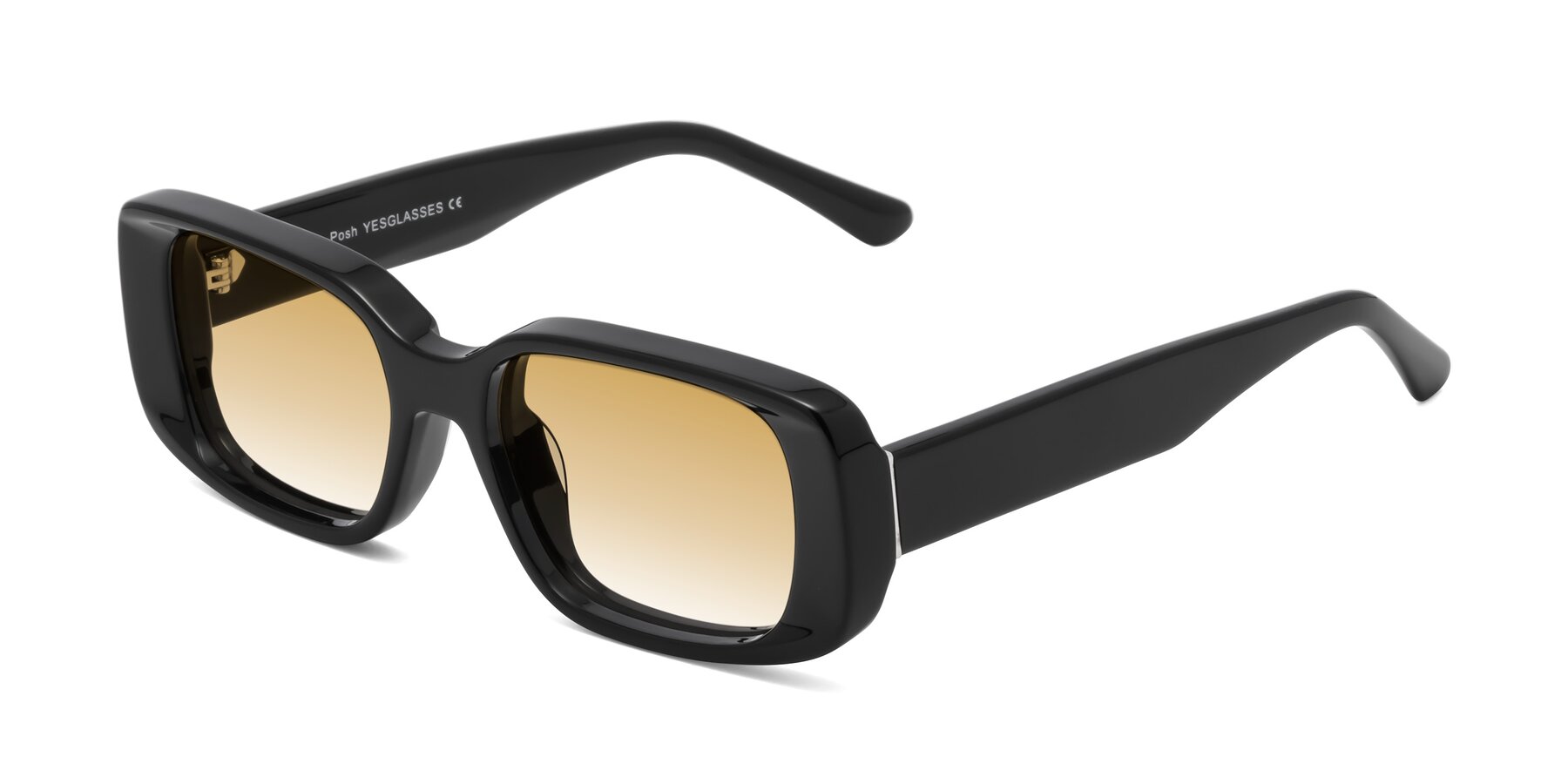 Angle of Posh in Black with Champagne Gradient Lenses