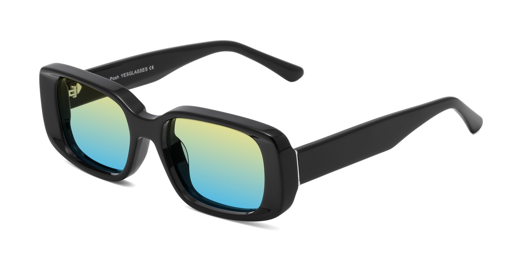 Angle of Posh in Black with Yellow / Blue Gradient Lenses