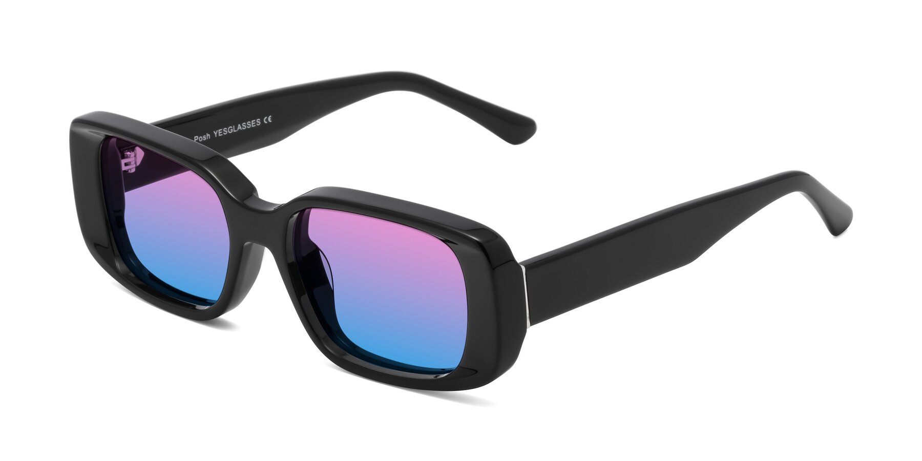 Angle of Posh in Black with Pink / Blue Gradient Lenses