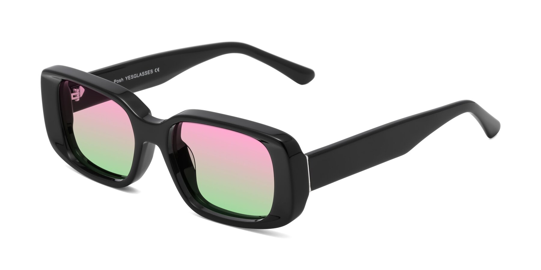 Angle of Posh in Black with Pink / Green Gradient Lenses
