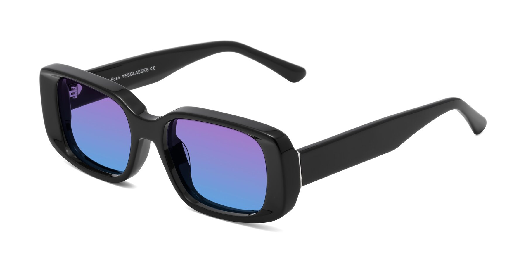 Angle of Posh in Black with Purple / Blue Gradient Lenses