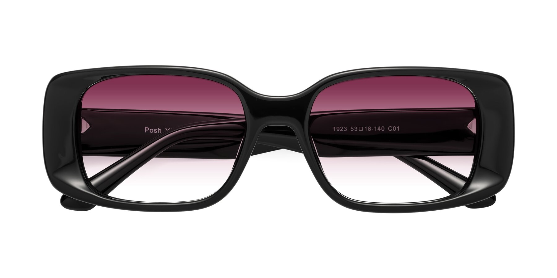 Folded Front of Posh in Black with Wine Gradient Lenses