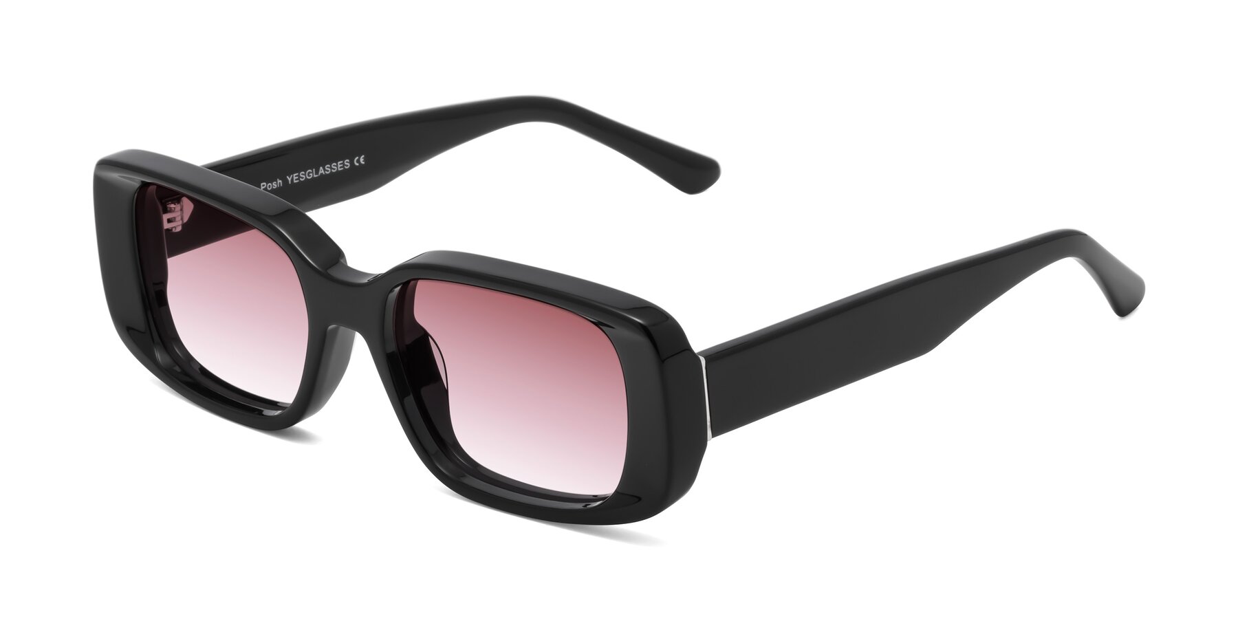 Angle of Posh in Black with Garnet Gradient Lenses