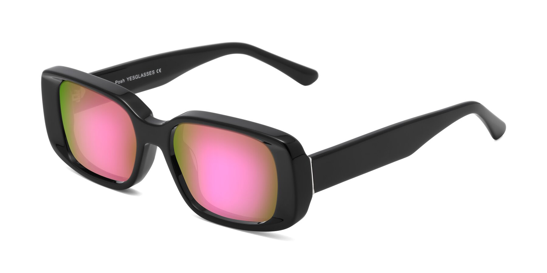 Angle of Posh in Black with Pink Mirrored Lenses