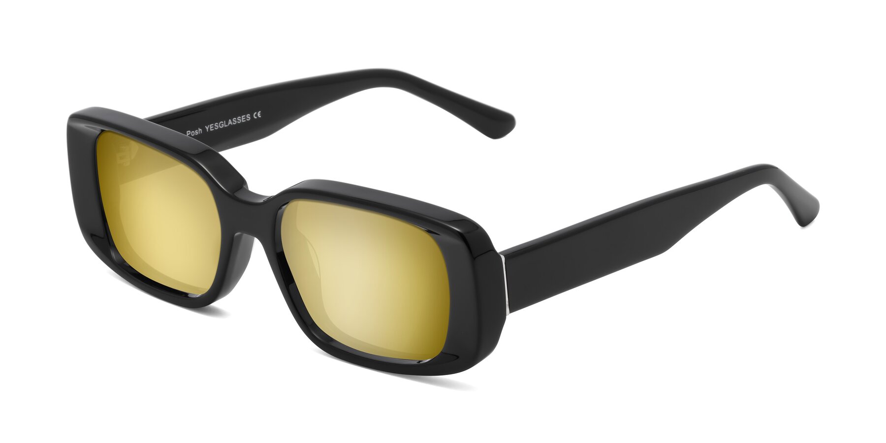 Angle of Posh in Black with Gold Mirrored Lenses
