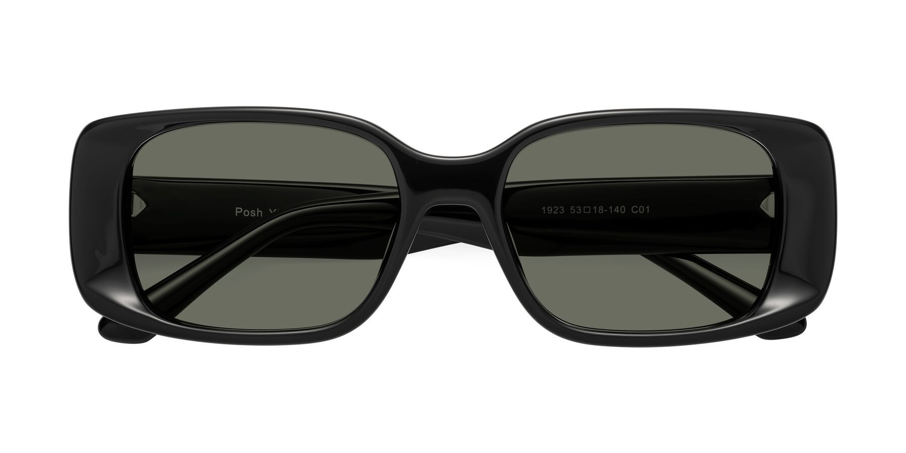 Folded Front of Posh in Black with Gray Polarized Lenses