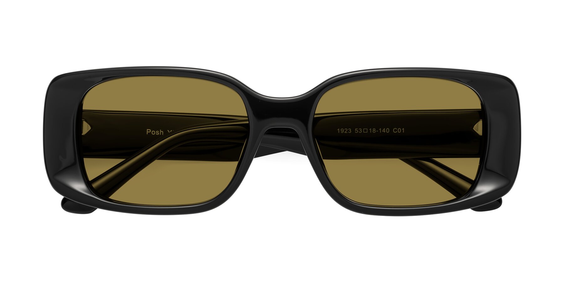 Folded Front of Posh in Black with Brown Polarized Lenses