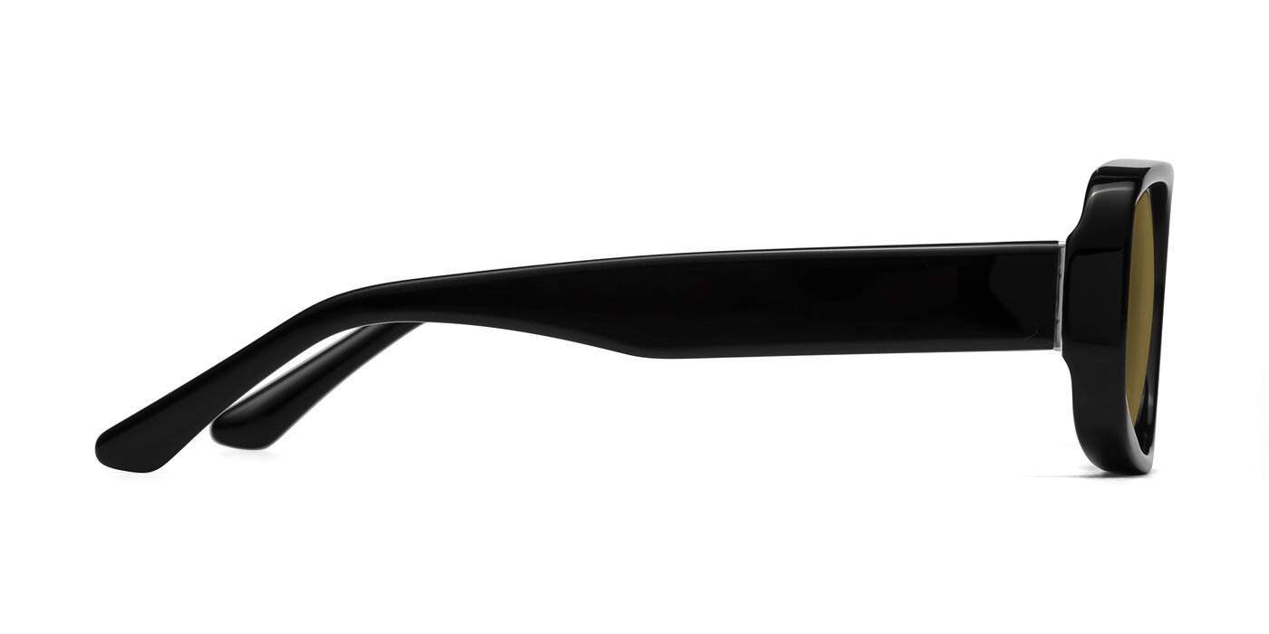 Black Geek-Chic Thick Rectangle Polarized Sunglasses with Brown Sunwear ...