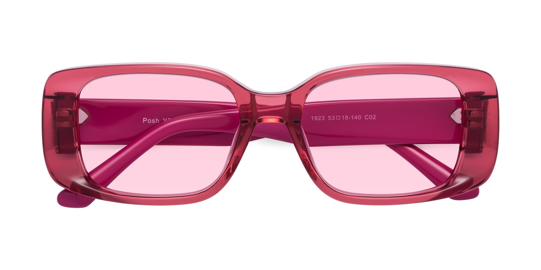 Folded Front of Posh in Transparent Pink with Light Pink Tinted Lenses