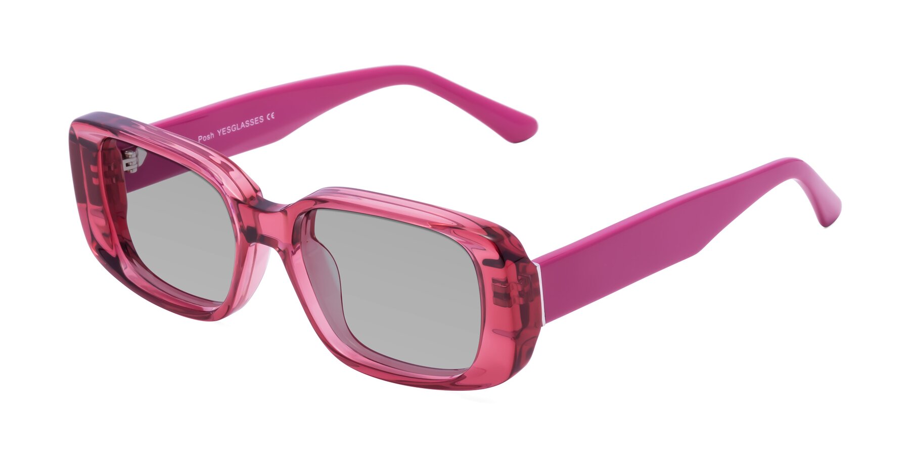 Angle of Posh in Transparent Pink with Light Gray Tinted Lenses