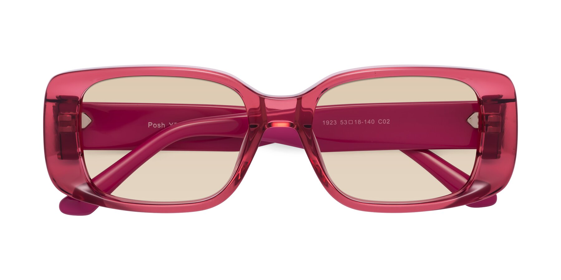 Folded Front of Posh in Transparent Pink with Light Brown Tinted Lenses