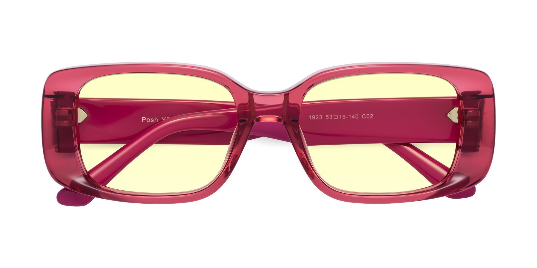 Folded Front of Posh in Transparent Pink with Light Yellow Tinted Lenses