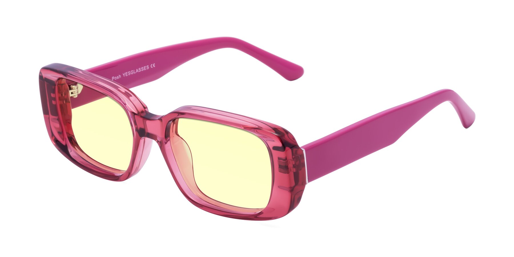 Angle of Posh in Transparent Pink with Light Yellow Tinted Lenses