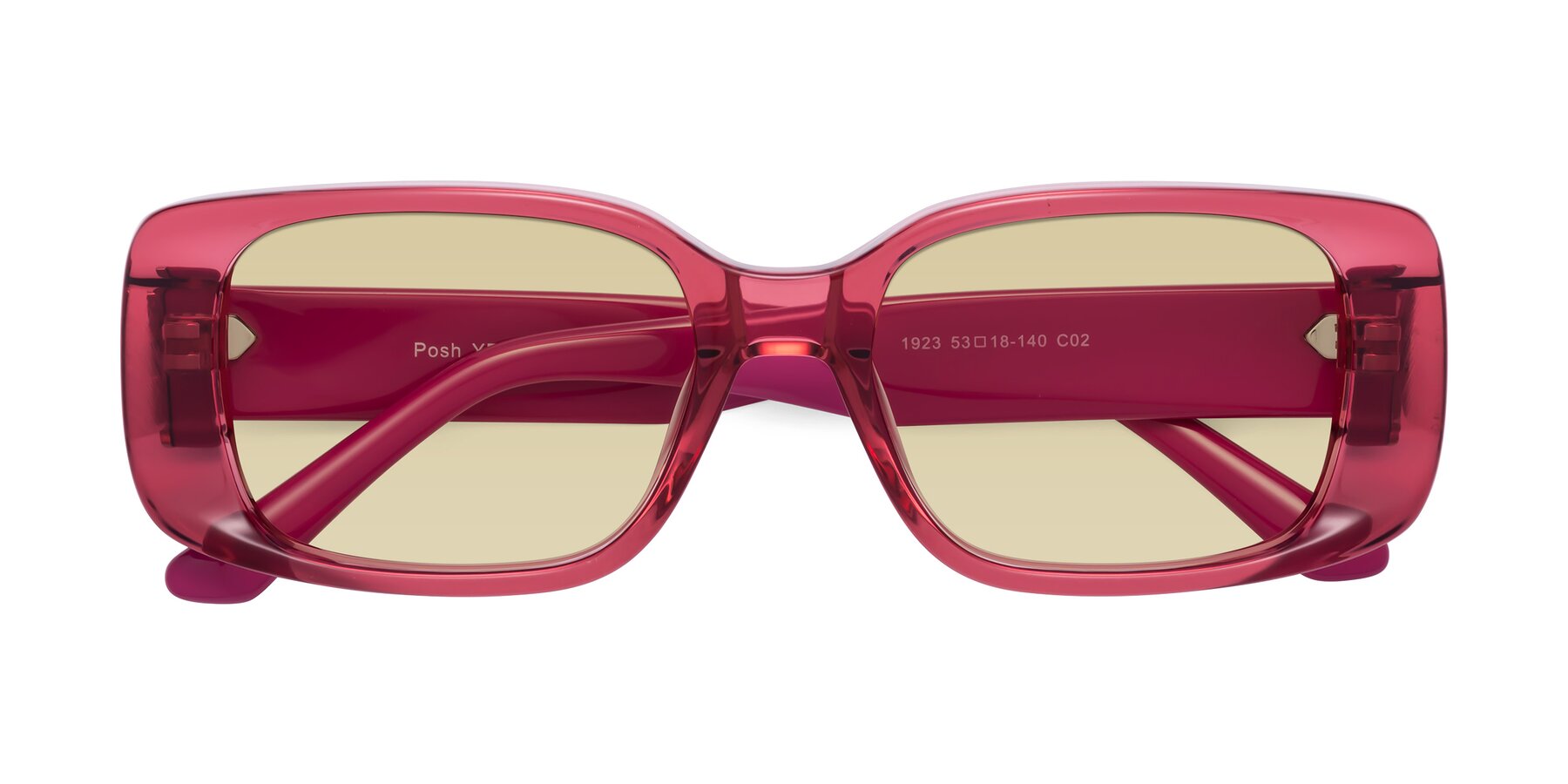 Folded Front of Posh in Transparent Pink with Light Champagne Tinted Lenses