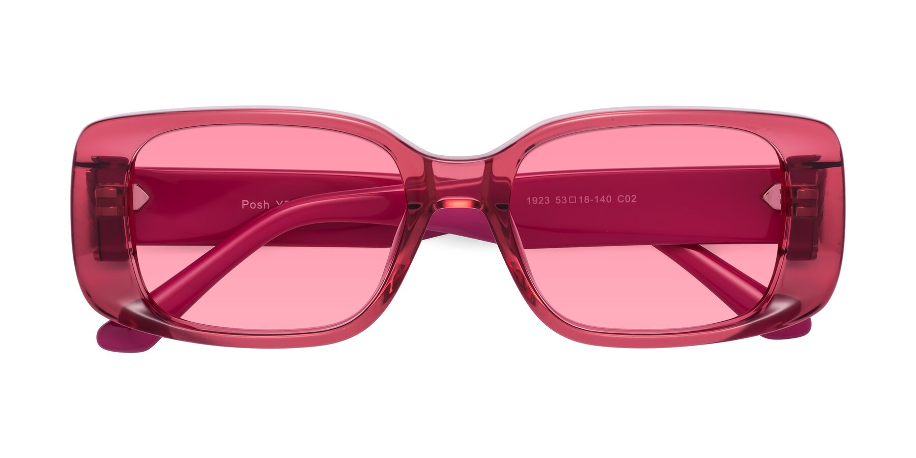 Folded Front of Posh in Transparent Pink with Pink Tinted Lenses