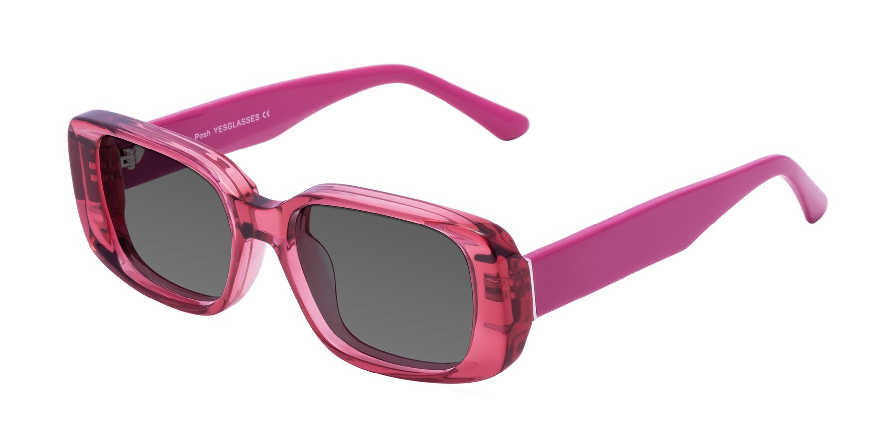 Angle of Posh in Transparent Pink with Medium Gray Tinted Lenses
