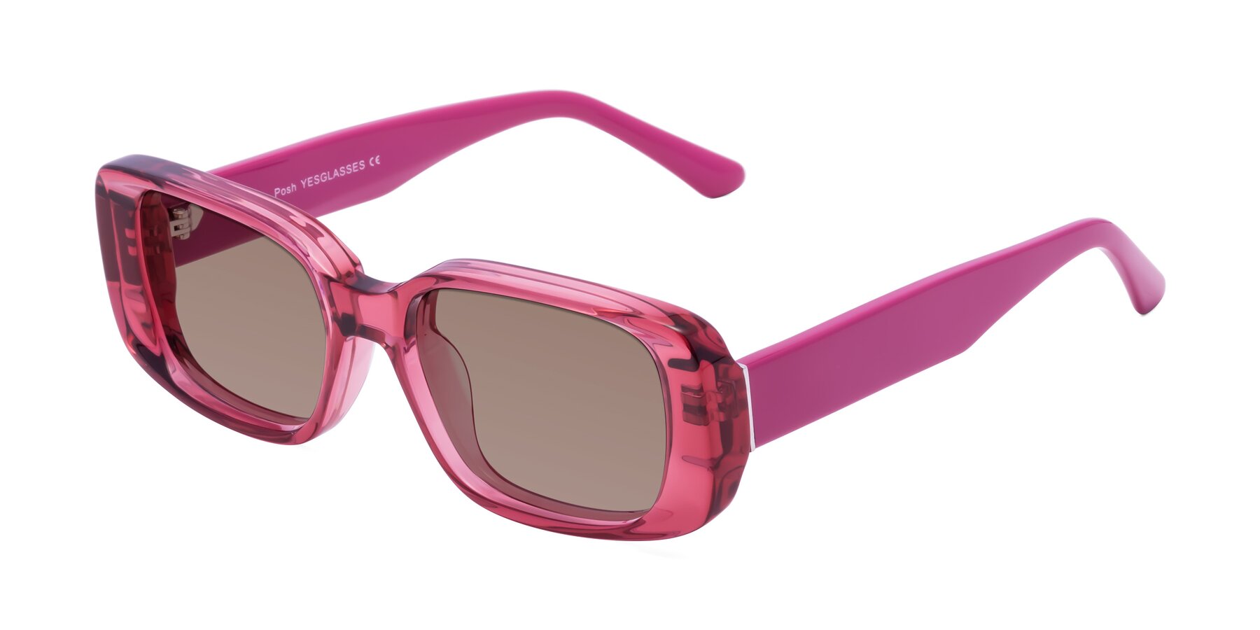 Angle of Posh in Transparent Pink with Medium Brown Tinted Lenses