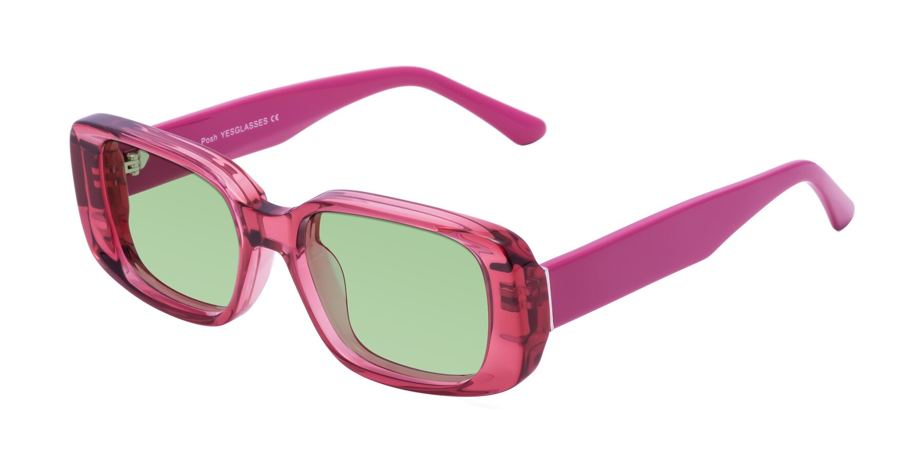Angle of Posh in Transparent Pink with Medium Green Tinted Lenses