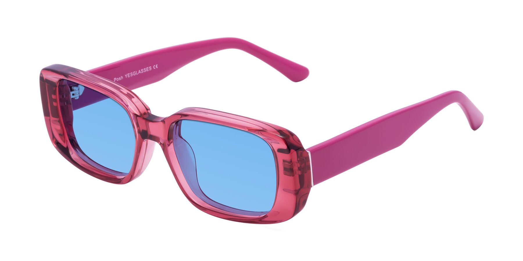 Angle of Posh in Transparent Pink with Medium Blue Tinted Lenses