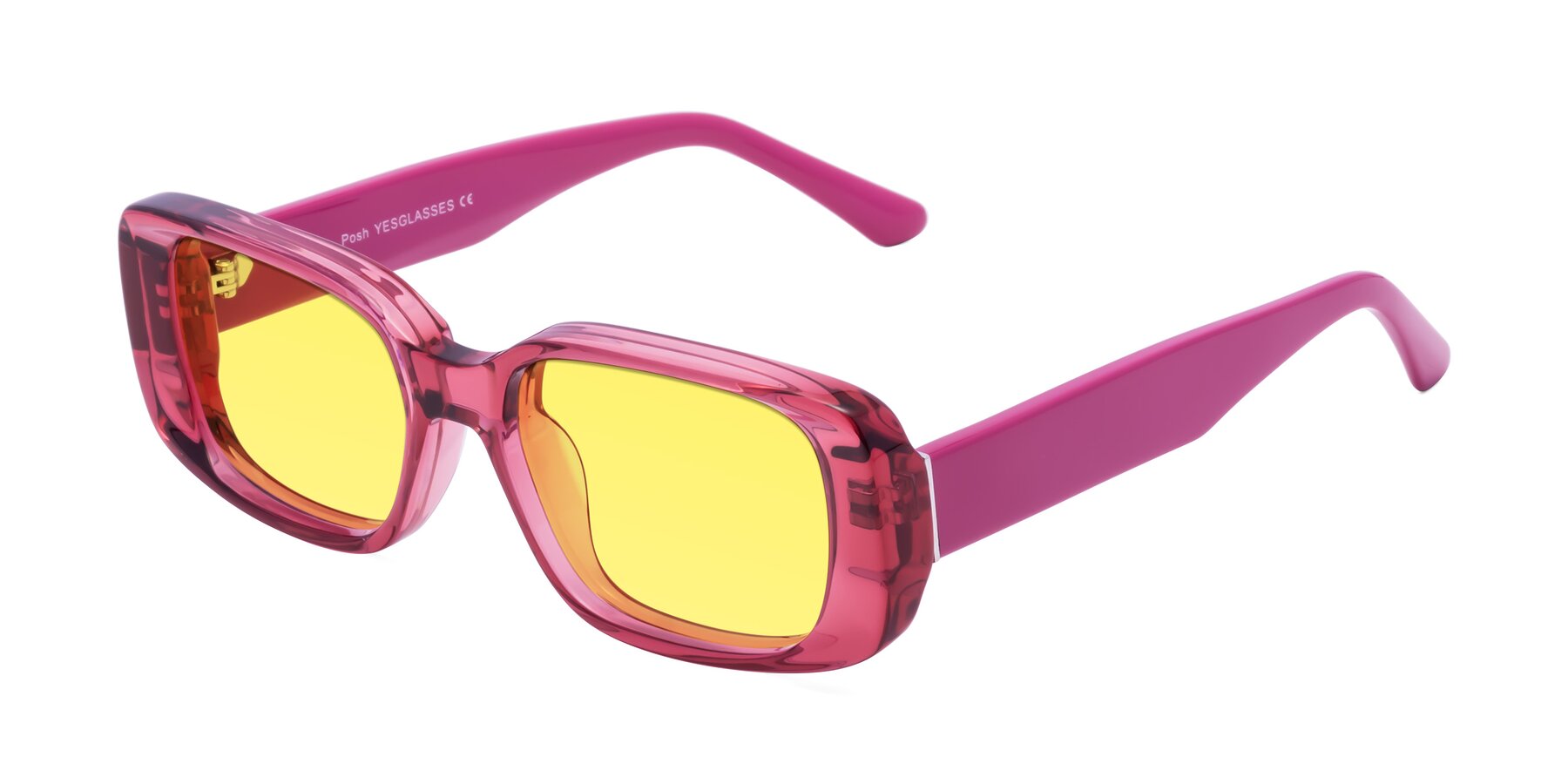 Angle of Posh in Transparent Pink with Medium Yellow Tinted Lenses