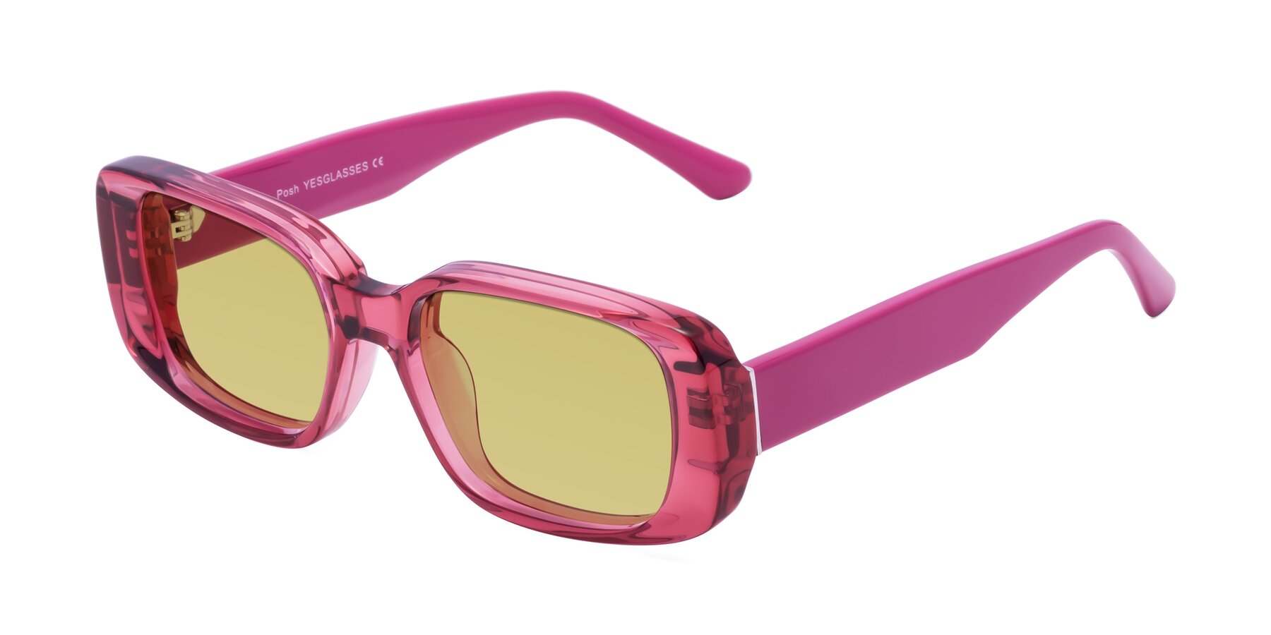 Angle of Posh in Transparent Pink with Medium Champagne Tinted Lenses