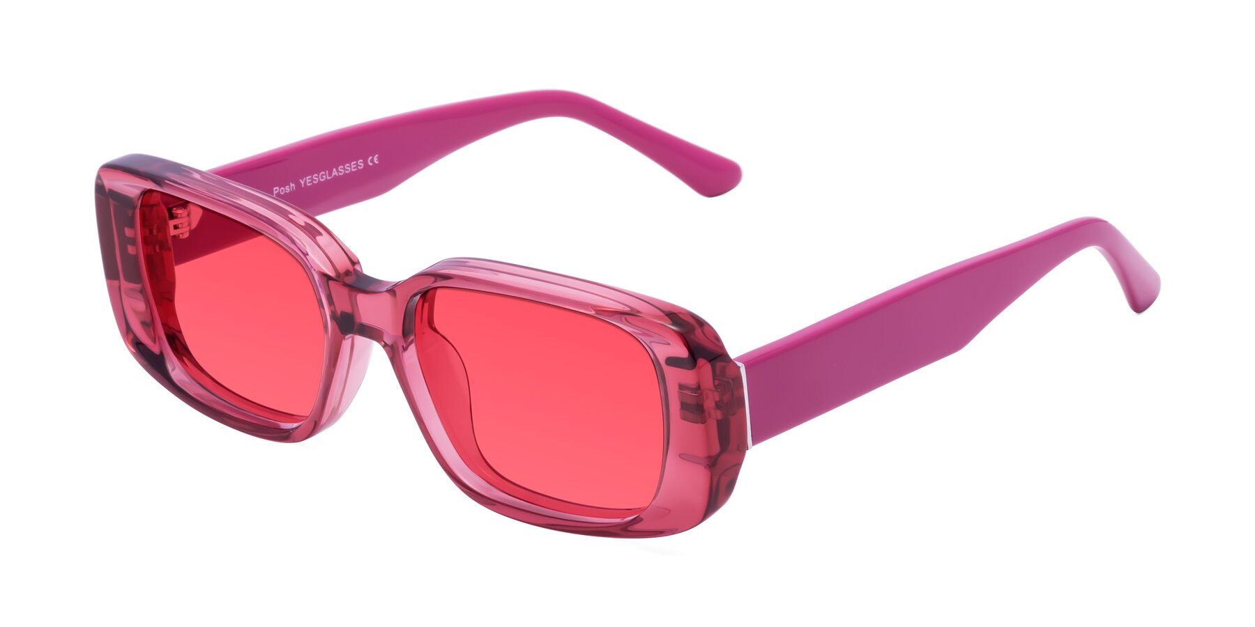 Angle of Posh in Transparent Pink with Red Tinted Lenses