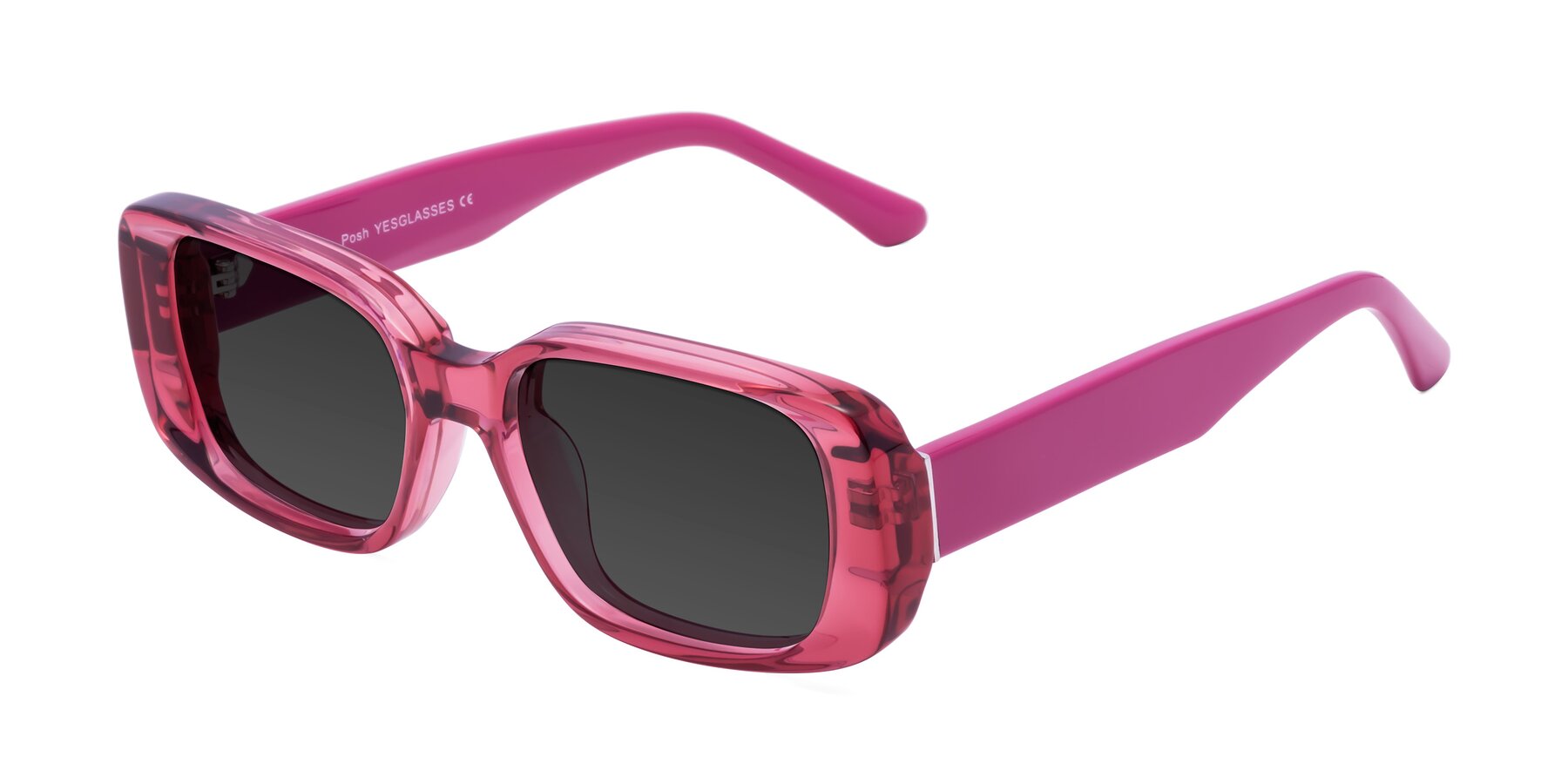 Angle of Posh in Transparent Pink with Gray Tinted Lenses