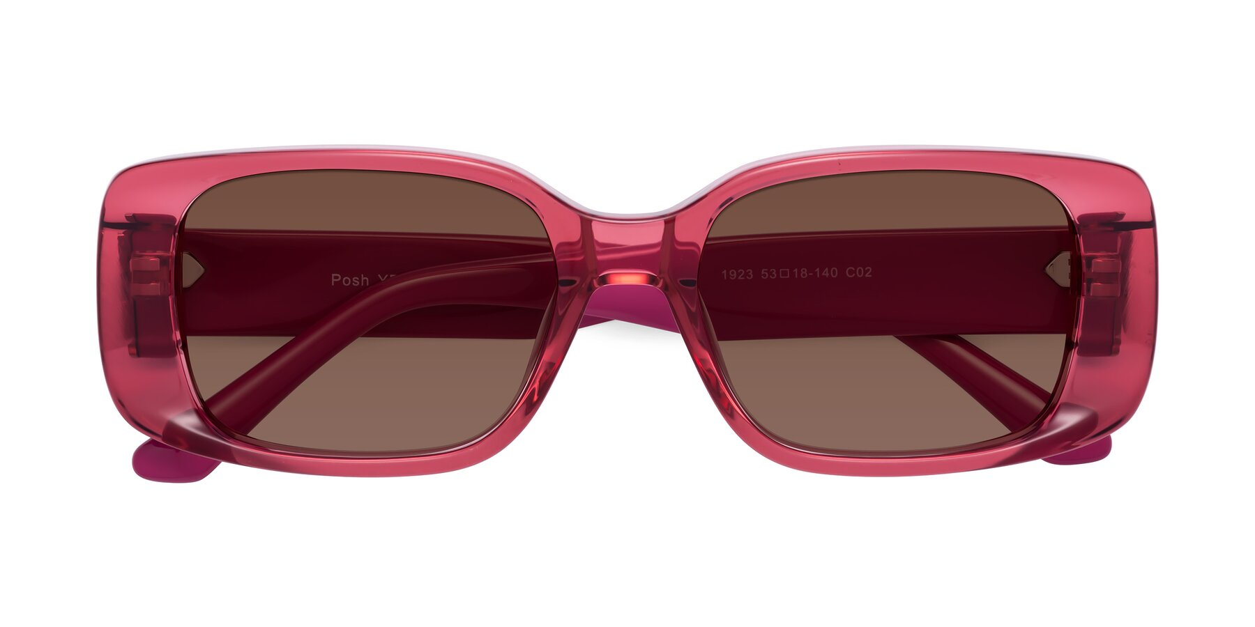 Folded Front of Posh in Transparent Pink with Brown Tinted Lenses