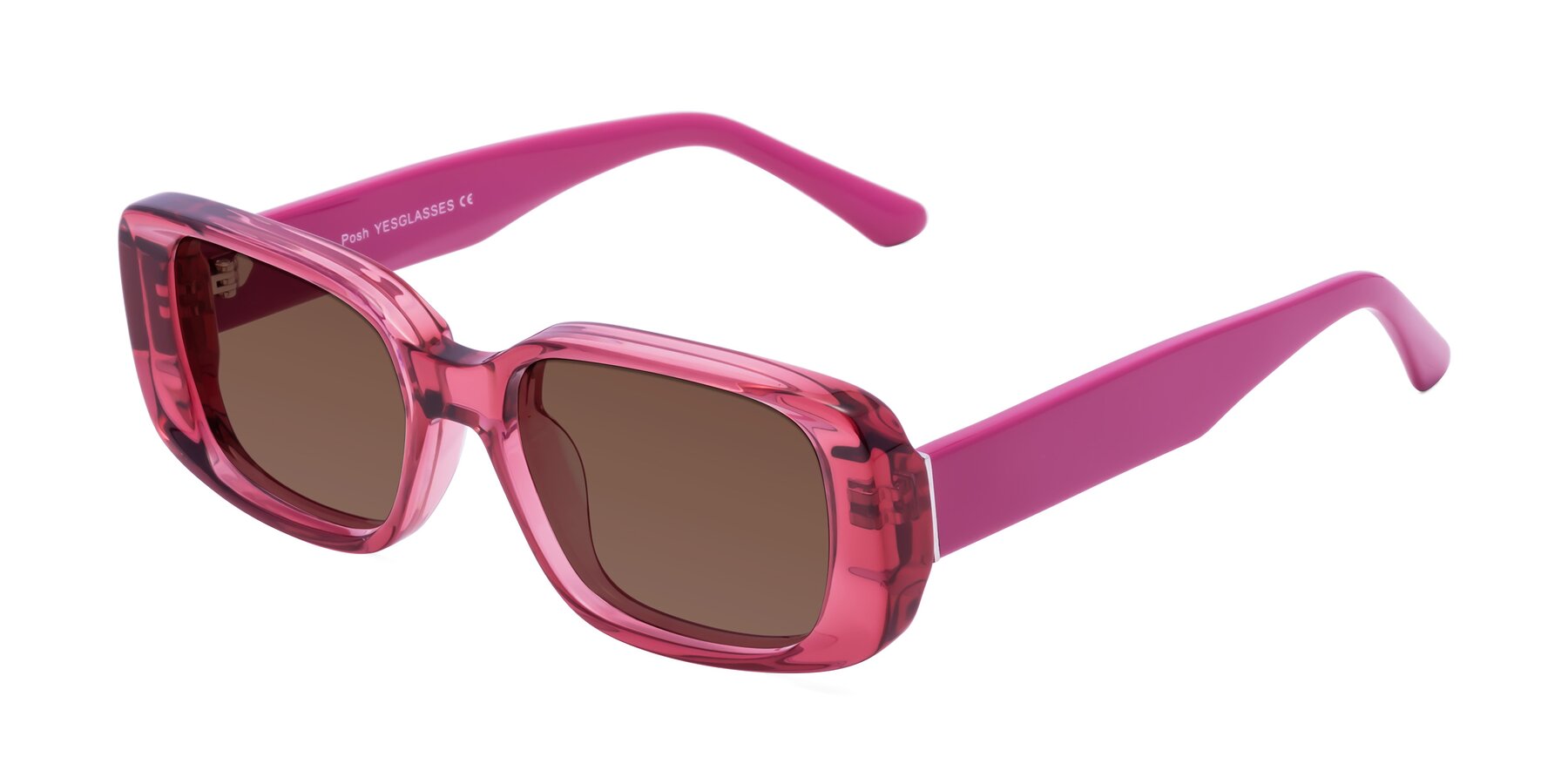 Angle of Posh in Transparent Pink with Brown Tinted Lenses