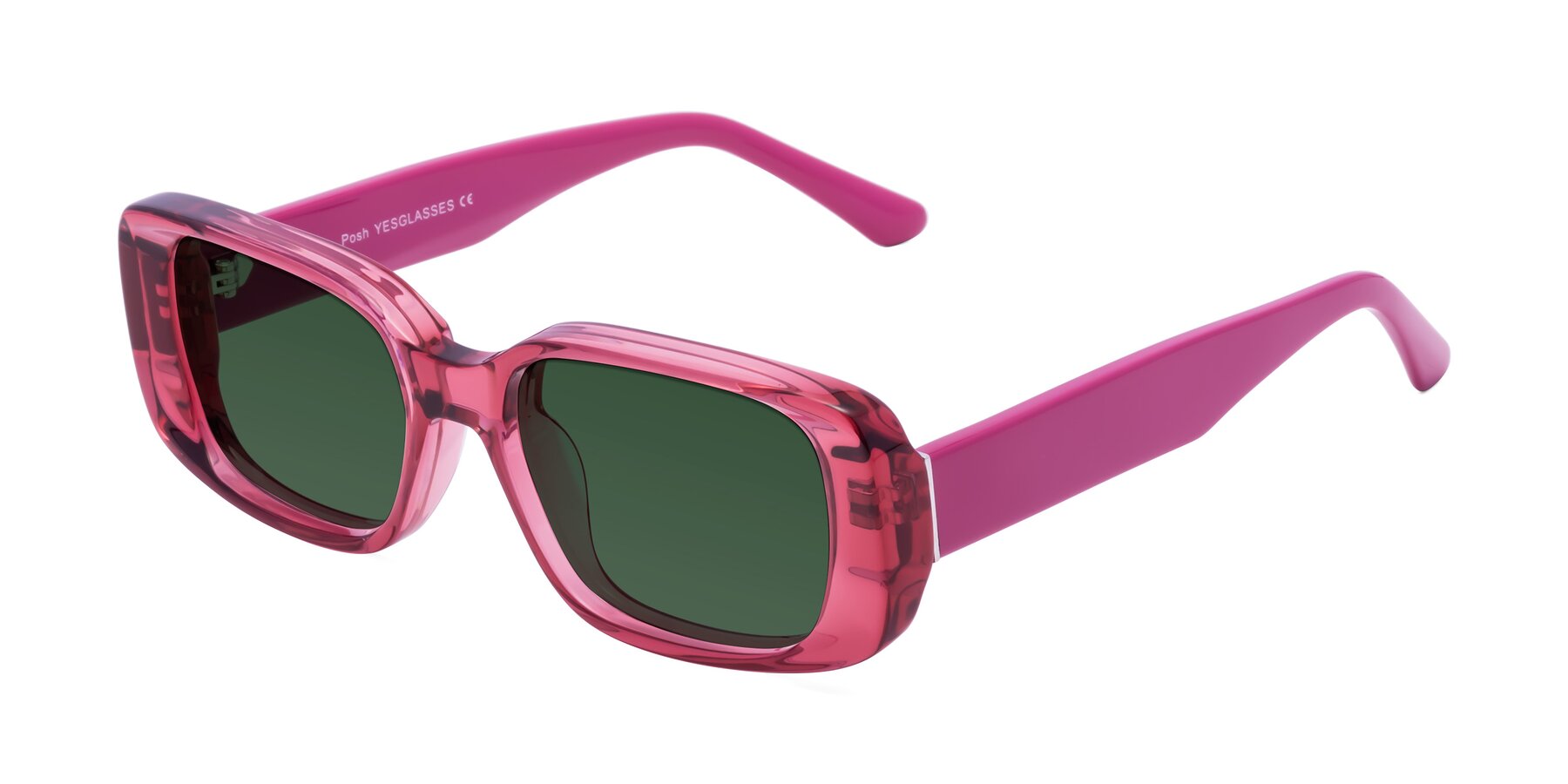 Angle of Posh in Transparent Pink with Green Tinted Lenses