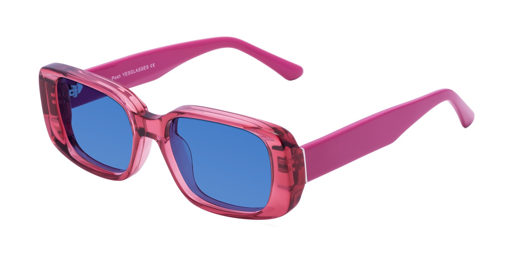 Angle of Posh in Transparent Pink with Blue Tinted Lenses