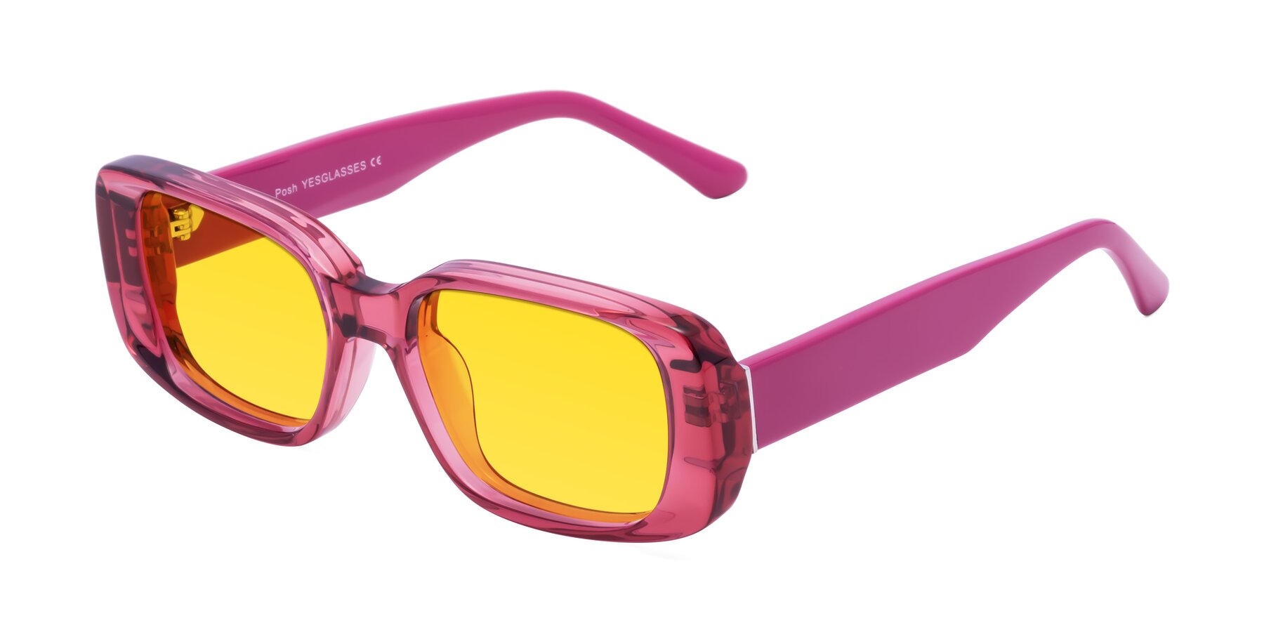Angle of Posh in Transparent Pink with Yellow Tinted Lenses