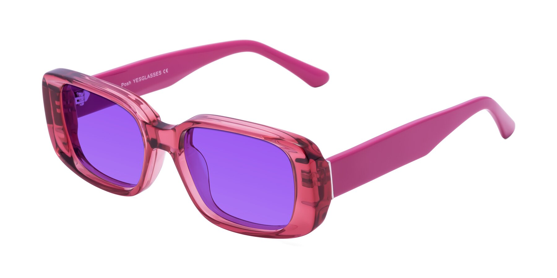 Angle of Posh in Transparent Pink with Purple Tinted Lenses