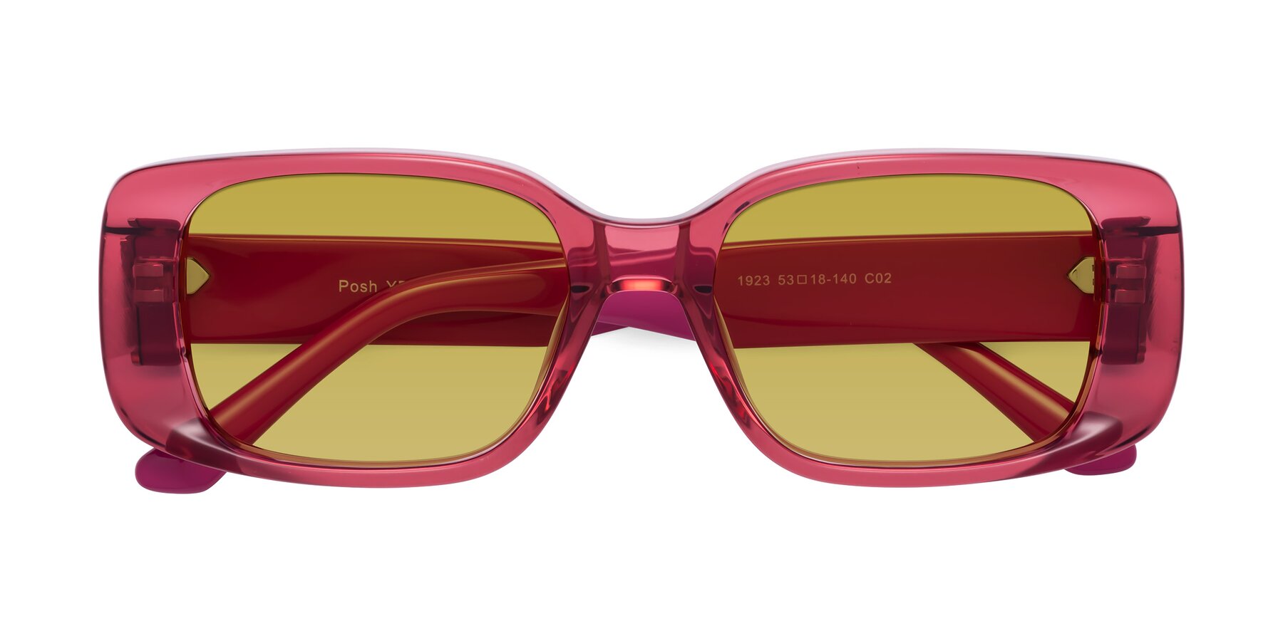 Folded Front of Posh in Transparent Pink with Champagne Tinted Lenses