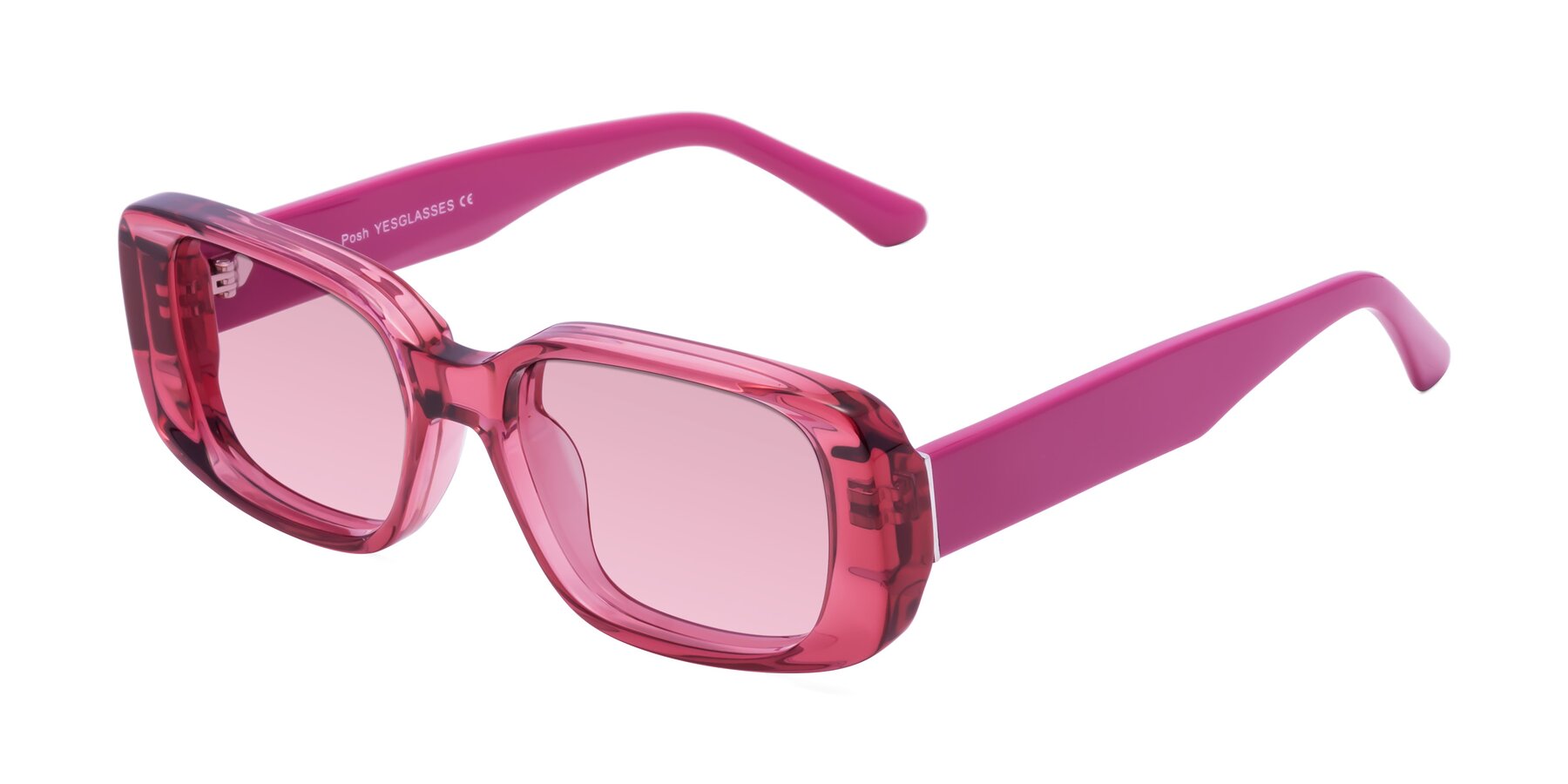 Angle of Posh in Transparent Pink with Light Wine Tinted Lenses