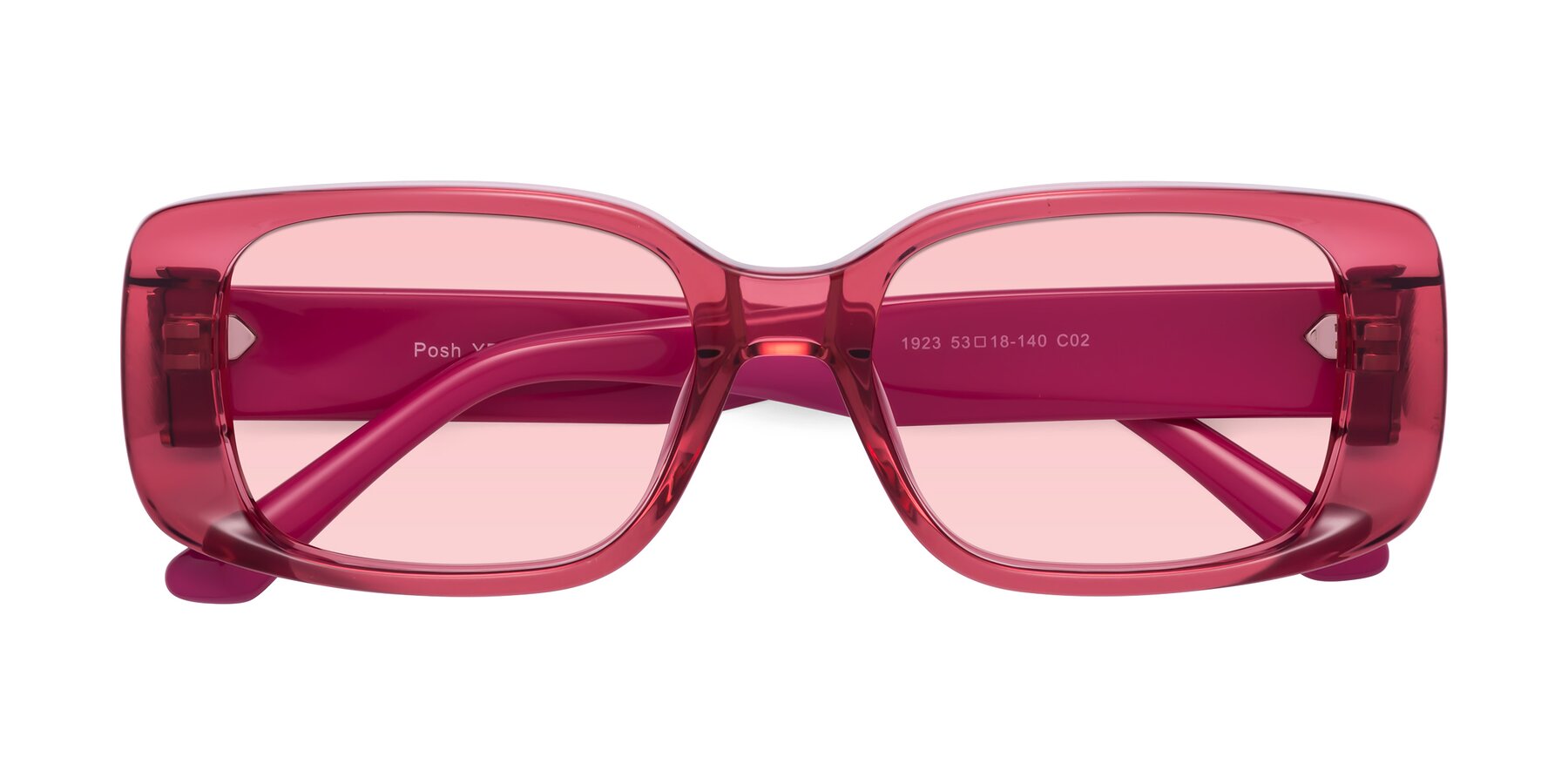 Folded Front of Posh in Transparent Pink with Light Garnet Tinted Lenses