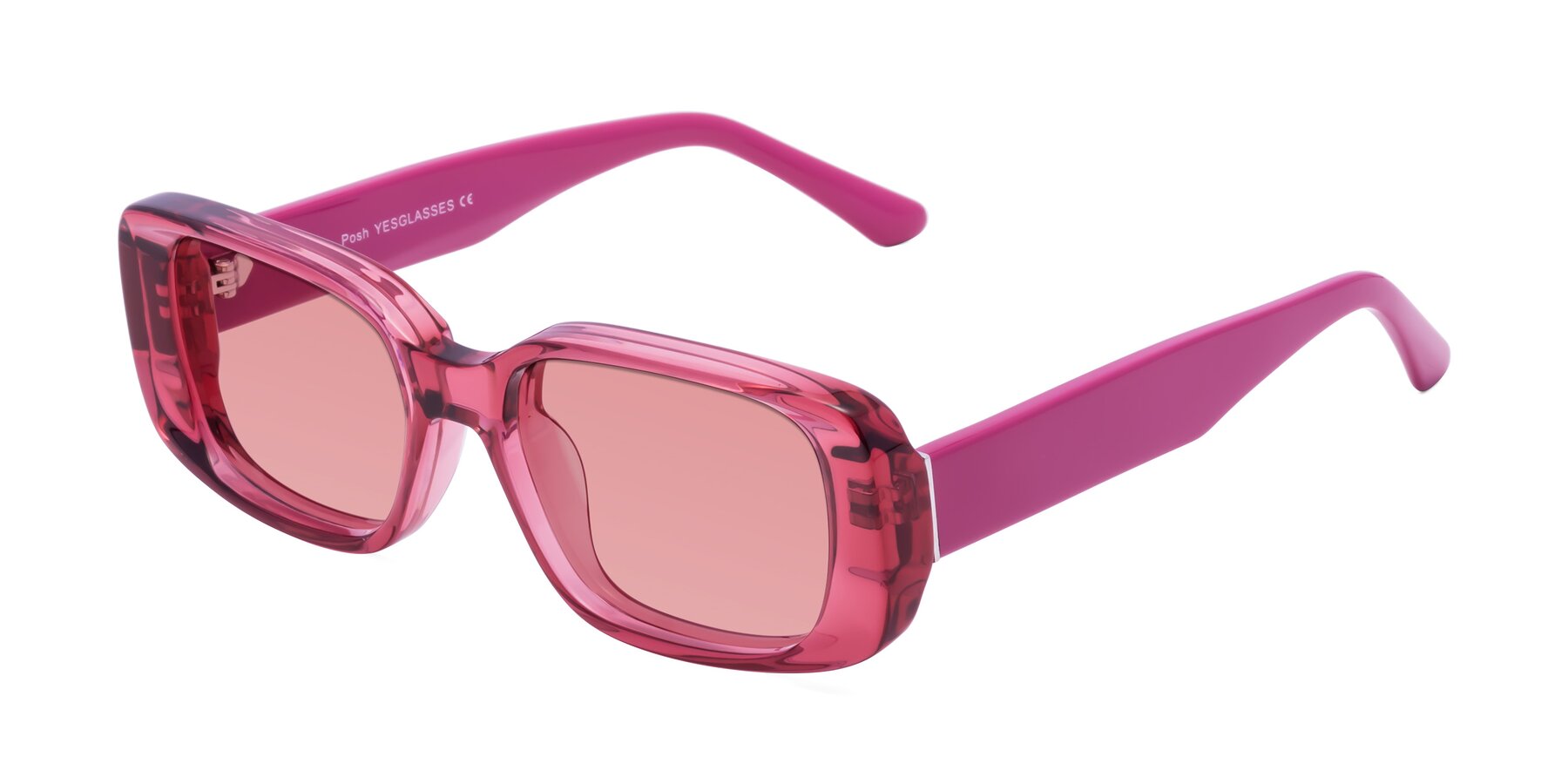 Angle of Posh in Transparent Pink with Medium Garnet Tinted Lenses