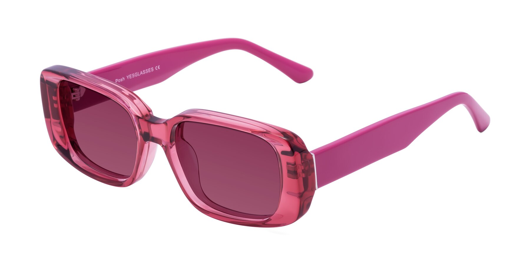 Angle of Posh in Transparent Pink with Wine Tinted Lenses