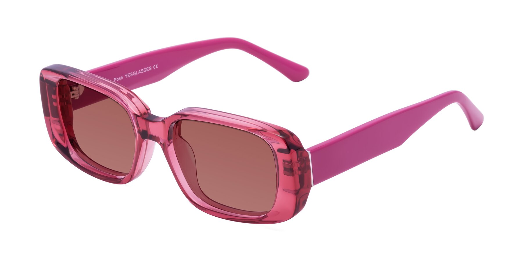 Angle of Posh in Transparent Pink with Garnet Tinted Lenses