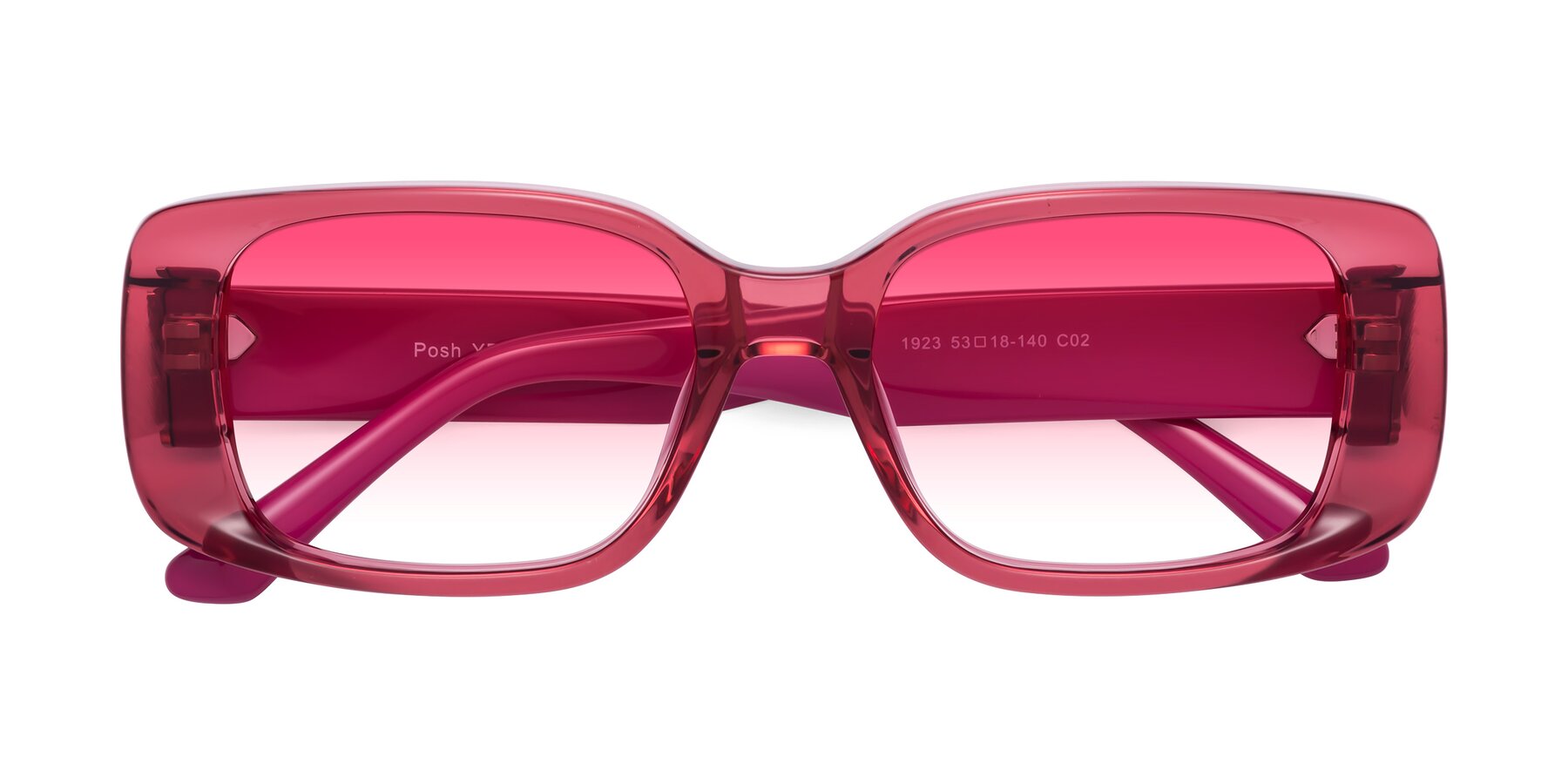 Folded Front of Posh in Transparent Pink with Pink Gradient Lenses