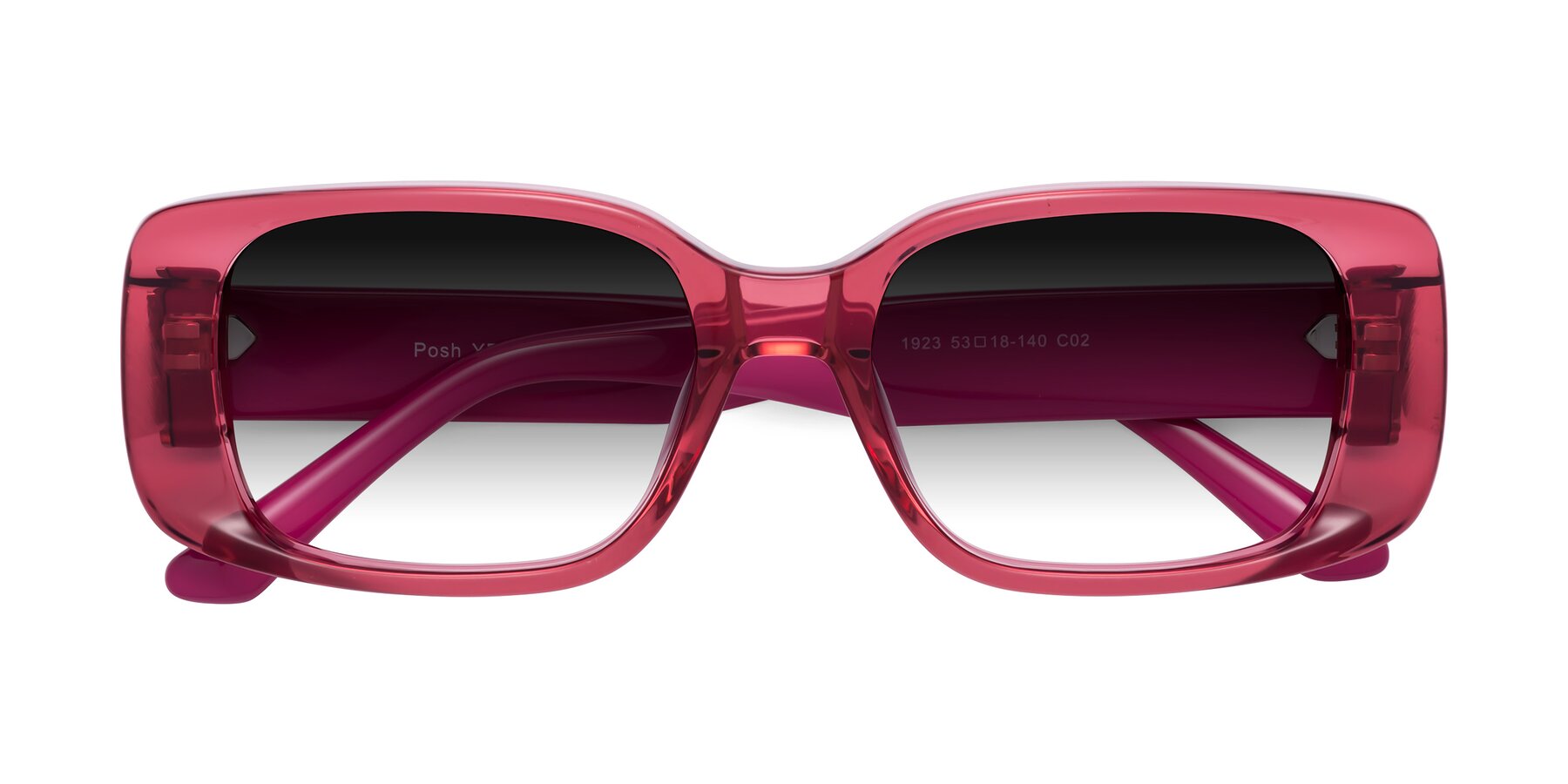 Folded Front of Posh in Transparent Pink with Gray Gradient Lenses