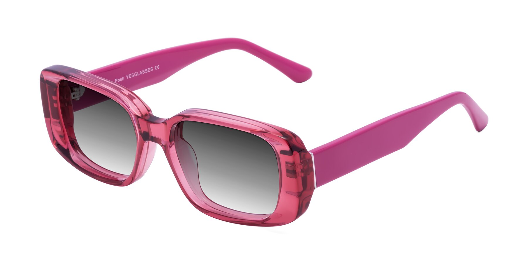 Angle of Posh in Transparent Pink with Gray Gradient Lenses