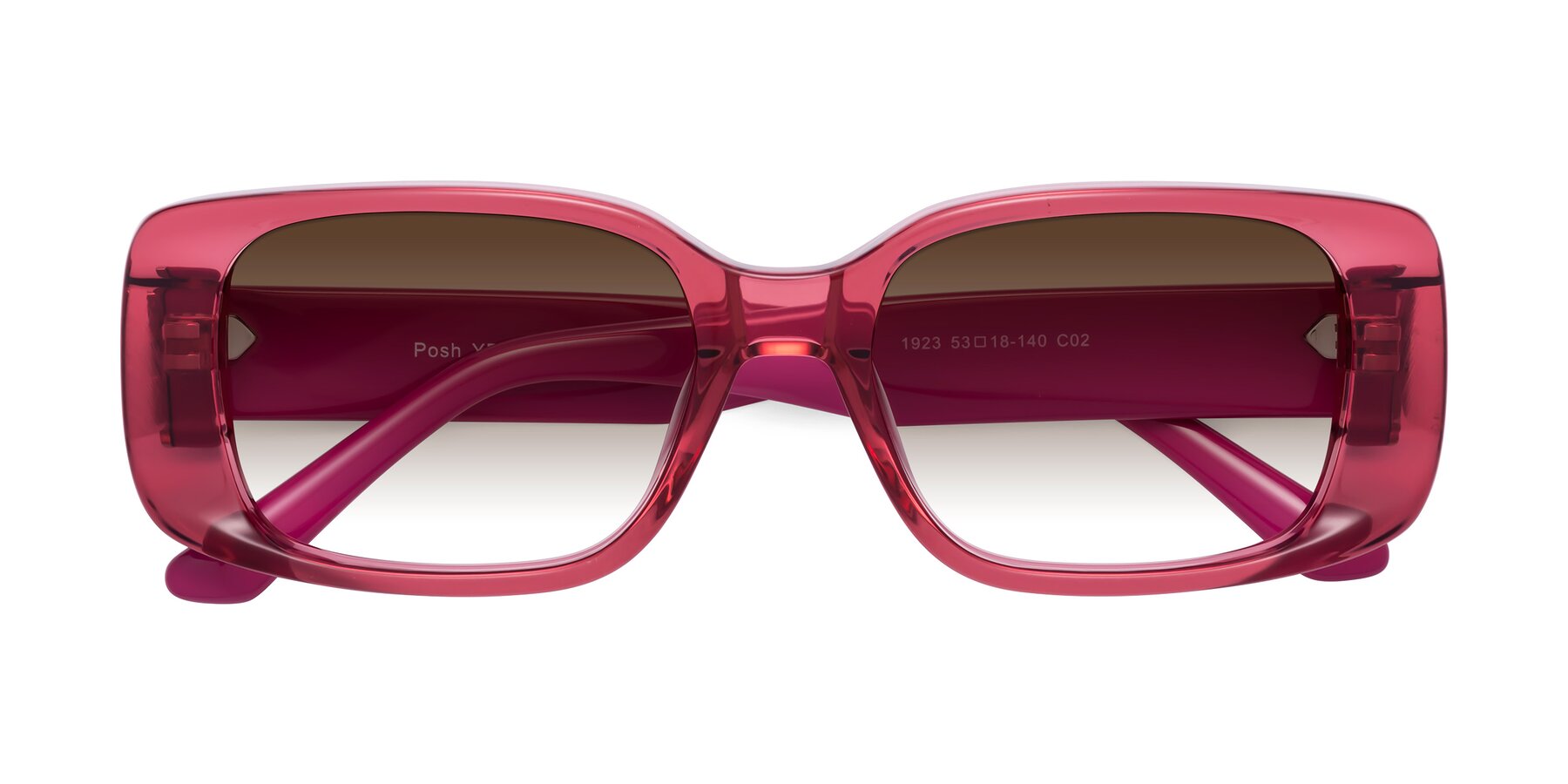 Folded Front of Posh in Transparent Pink with Brown Gradient Lenses